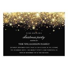 Gold Glitter Confetti Lights Christmas Party Invitation Zazzle Com Gold Glitter Confetti Glitter Confetti Invitation Card Party