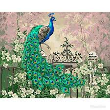Peacock Paint By Number Peacock Diy Painting Kit Peacock Painting On Canvas Wall Picture Frame Set D Peacock Painting Canvas Painting Cross Paintings