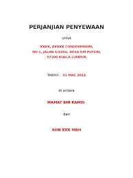 Whereas the landlord is the beneficial owner of all that parcel of the premises as Tenancy Agreement Template Malay