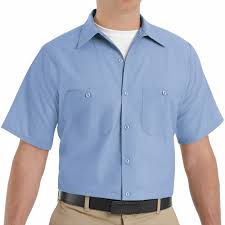 Sp24lb Men S Light Blue Short Sleeve Industrial Work Shirt