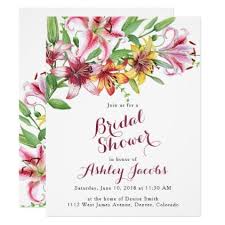 Lily Flower Bouquet Bridal Shower Invitation Zazzle Com Bouquet Wedding Invitations Flower Bouquet Wedding Lily Wedding Invitations