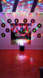 Hand Made Lps With Songs Of The Era Written On Them Bought A Disco Wall Decor Piece And Rente Disco Party Decorations Disco Birthday Party Disco Theme Parties