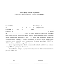 Declaratie pe propria raspundere a solicitantului ca nu a beneficiat de servicii de consiliere prin. Declaratie Pe Propria Raspundere