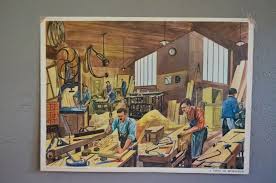 Affiche Scolaire La Poissonniere Le Menuisier L Atelier Belle Lurette Renovation De Meubles Vintage Affiches Scolaires Baguette En Bois Affiche