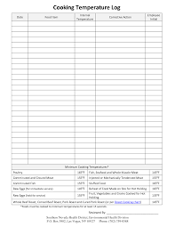 temperature chart template ferl cooking temp log food