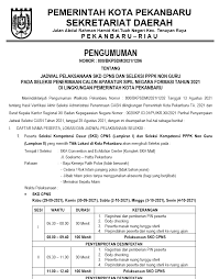 Balikpapan, bandung, denpasar, makassar, palembang, pekanbaru, pontianak, semarang, . Pengumuman Tentang Jadwal Pelaksanaan Skd Cpns Dan Seleksi Pppk Non Guru Pada Seleksi Penerimaan Calon Aparatur Sipil Negara Formasi Tahun 2021 Di Lingkungan Pemerintah Kota Pekanbaru Pekanbaru Go Id