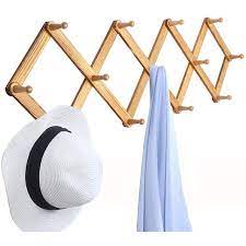 Expandable Natural Wooden Wall Hanger 10 Hooks Walmart Com Wall Mounted Coat Rack Wall Hanger Hanging Hats