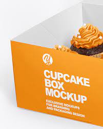 Download Box W Cupcake Mockup In Box Mockups On Yellow Images Object Mockups