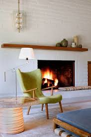 Fireplace poster brick fireplace decal fireplace print wall sticker wall art print wall decor home decor hall decor fire sticker wall mural. Pin By Turbulences Deco On Decor Middle Century Retro Living Room With Fireplace White Brick Fireplace Mid Century Living Room