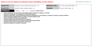 athletic director cv resume sample