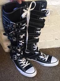 Black And White Chucks Mens Converse All Star Black White Chuck Taylor Knee High Tops Buckles 6mens 8womens Cute Shoes Boots Shoe Boots