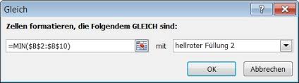 Kleinsten Wert In Einer Excel Liste Automatisch Farbig Hervorheben Computerwissen De