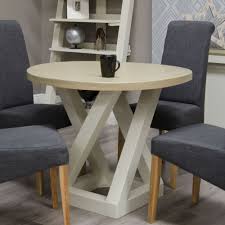 Enjoy free shipping on most stuff, even love the look of the table but it has a big dent in the table top from shipping, hoping to get a as there were multiple dings and areas on the chairs where the paint had issues. Z Painted Furniture Round Dining Table Smoked Oak Top Dining Room