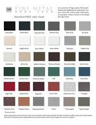 Standard Colors Color Chart For Pvdf Paint Fine Metal Roof