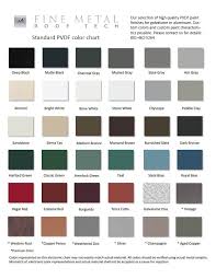 Pvdf Color Chart Fine Metal Roof Tech