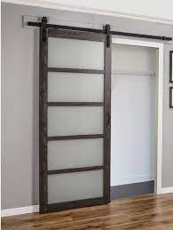 Renin Pavilion 5 Lite Glass Barn Door Complete With Installation Hardware Kit Glass Barn Doors Interior Wood Doors Interior Barn Doors Sliding