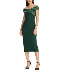 Lauren Ralph Lauren Satin Collar Cocktail Dress Created For Macy S Reviews Pants Leggings Women Macy S With Images Dresses Pretty Dresses Fashion