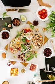 Searching for tips on throwing a dinner party? Setting Up A Make Your Own Flatbread Bar At Your Next Dinner Party Is An Easy Way To Get Guests Involved With Food P Healthy Recipes Pizza Dinner Party Recipes