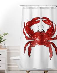 Coastal Living Red Crab Shower Curtain Resortinspired Beachhouse Showercurtains Coastaldec Plastic Shower Curtain Shower Curtain Red Bathroom Accessories