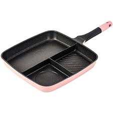 Frying Pan Maifan Stone Three Grids Non Stick Pan Multi Function Breakfast Pot Pink Cookware Stores Griddle Pan Cookware