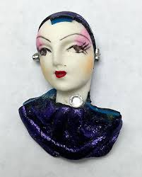 Vintage Art Deco Lady Woman Brooch Pin