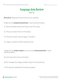 You'll find something from kindergarten through 12th grade including spelling, reading skills, grammar, vocabulary, and composition. Language Arts Review Part 2 Worksheet Education Com
