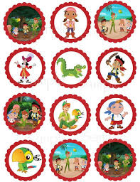 Jake And The Neverland Pirate Or Peter Pan Returns Set Of Printable Cupcake Toppers Favor Tags Cupcake Toppers Printable Pirate Coloring Pages Pirates