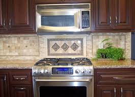 Natural Stone 1 2x1 2 Splash Decorative Medallion Above Stove Framed Tiles Throughout Splash Granite T Stove Backsplash Antique White Kitchen Updating House