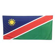 The national flag of the republic of namibia shall be rectangular in the proportion of three in the length to two in the width, tierced per bend reversed, blue, white and green; Namibia National Flag Flags Banners Custom Printing Marquees Flagworld