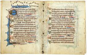4d Breviary 2 Bifolia Lot 4d Illuminated Manuscript Pink Bar Red And Blue
