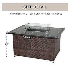 Heininger 5995 58,000 btu portable propane outdoor fire pit. Hompus Outdoor Propane Gas Fire Pit Table 44 Inch 40 000 Btu Rectangular Pe Wicker Patio Fire Place W Glass Wind Guard Fire In Style Fireplaces Stoves Fire Pits