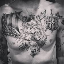 Here is an animated viking. Viking Tattoos Tattoo Gallery For Men Cool Chest Tattoos Chest Tattoo Men