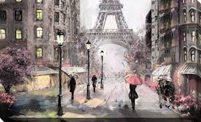 Paris Streets Ii Print On Canvas Eiffel Tower Painting Paris Painting Wall Art Pictures