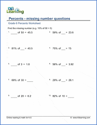 Linear and quadratic equations, inequalities featuring. Percents Worksheets Free Printable K5 Learning