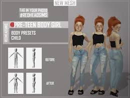 It works with all body types and all body sizes. Pre Teen Body Presets At Redheadsims Sims 4 Updates