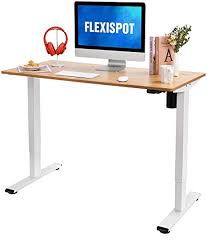 Amazon Com Flexispot Standing Desk Height Adjustable Desk Electric Sit Stand Desk 48 X 24 Inches Home Office Desks White Frame Maple Top Furniture Decor