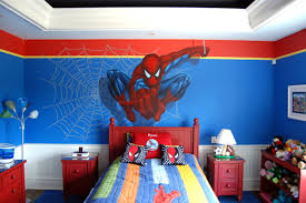 Spiderman Mural In A Spiderman Themed Boys Room Perfection Boys Bedroom Decor Spiderman Bedroom Marvel Room