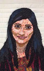 Create peaceful portrait with thread texture