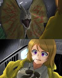 dinotracker, jurassic live, dennis nedry, koizumi hanayo, jurassic park,  love live!, love live! school idol project, highres, brown hair, crossover,  dilophosaurus, dinosaur, motor vehicle, purple eyes - Image View - |  Gelbooru -