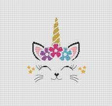 Find the perfect baby cross stitch items here! Cute Easy Unicorn Cat Cross Stitch Pattern Unicorn Eyelashes Etsy In 2021 Unicorn Cross Stitch Pattern Cross Stitch Patterns Cat Cross Stitch