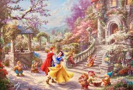 Thomas kinkade disney puzzles snow white. Lot Thomas Kinkade Snow White And The Seven Dwarfs On Canvas