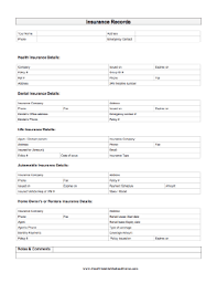 Printable Insurance Record Dental Insurance Dental Insurance Plans Life Insurance Policy