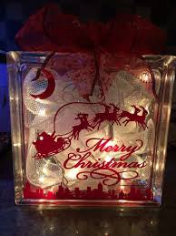 Lighted Christmas Glass Block Decoration By Scooperscreations Christmas Glass Blocks Glass Block Crafts Glass Blocks