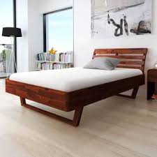 vidaxl estructura de cama 2 mesitas madera maciza de acacia 140x200 cm 2 17 bed frame wood beds wooden bed frames