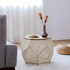29 inch wood pedestal round accent table $280. Nordic Boho Style Hexagon Coffee Table Lace Hand Knotted Accent Table
