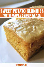 Sweet Potato Blondies With Maple Syrup Glaze Foodal Recipe Sweet Potato Dessert Sweet Potato Cake Sweet Potato Recipes