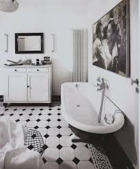 Retro Bathroom With Black And White Octagonal Tiles Black And White Tiles Bathroom White Tile Bathroom Floor Tile Bathroom