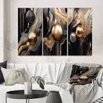 Designart "Marble Mirage Gold and Black III" Abstract Marble ...