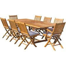 9 Piece Teak Wood Santa Barbara Patio Dining Set With Rectangular Extension Table 2 Folding Arm Chairs And 6 Folding Side Chairs Patio Dining Set Teak Dining Set