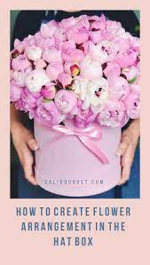 Diy Christmas Flower Arrangement In The Hat Box Cali Bouquet Hat Box Flowers Flower Arrangements Diy Fake Flower Arrangements